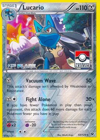 Lucario 63/124 from XY Fates Collide with a Pokémon League 2nd Place stamp